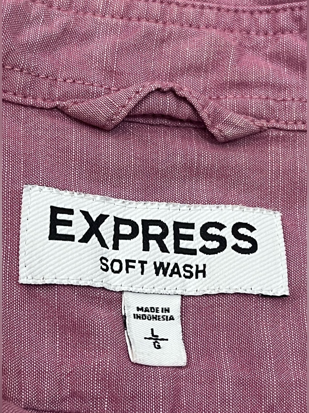 Express Soft Wash Men's Short-Sleeve Collar Button-Down Shirt Pink / Purple L - Picture 5 of 15